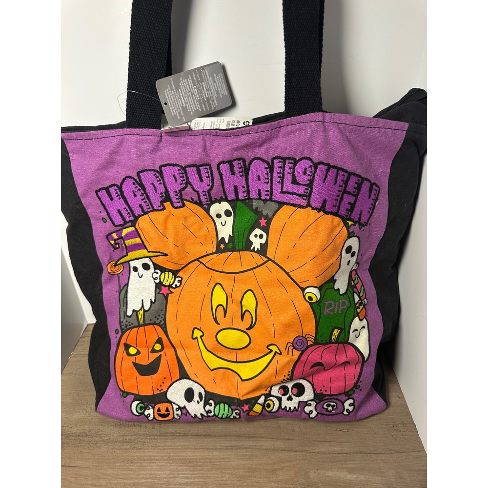 Disney Happy Halloween Mickey Mouse Pumpkin Ghost Tote Bag 2022 New with Tags - Picture 2 of 10